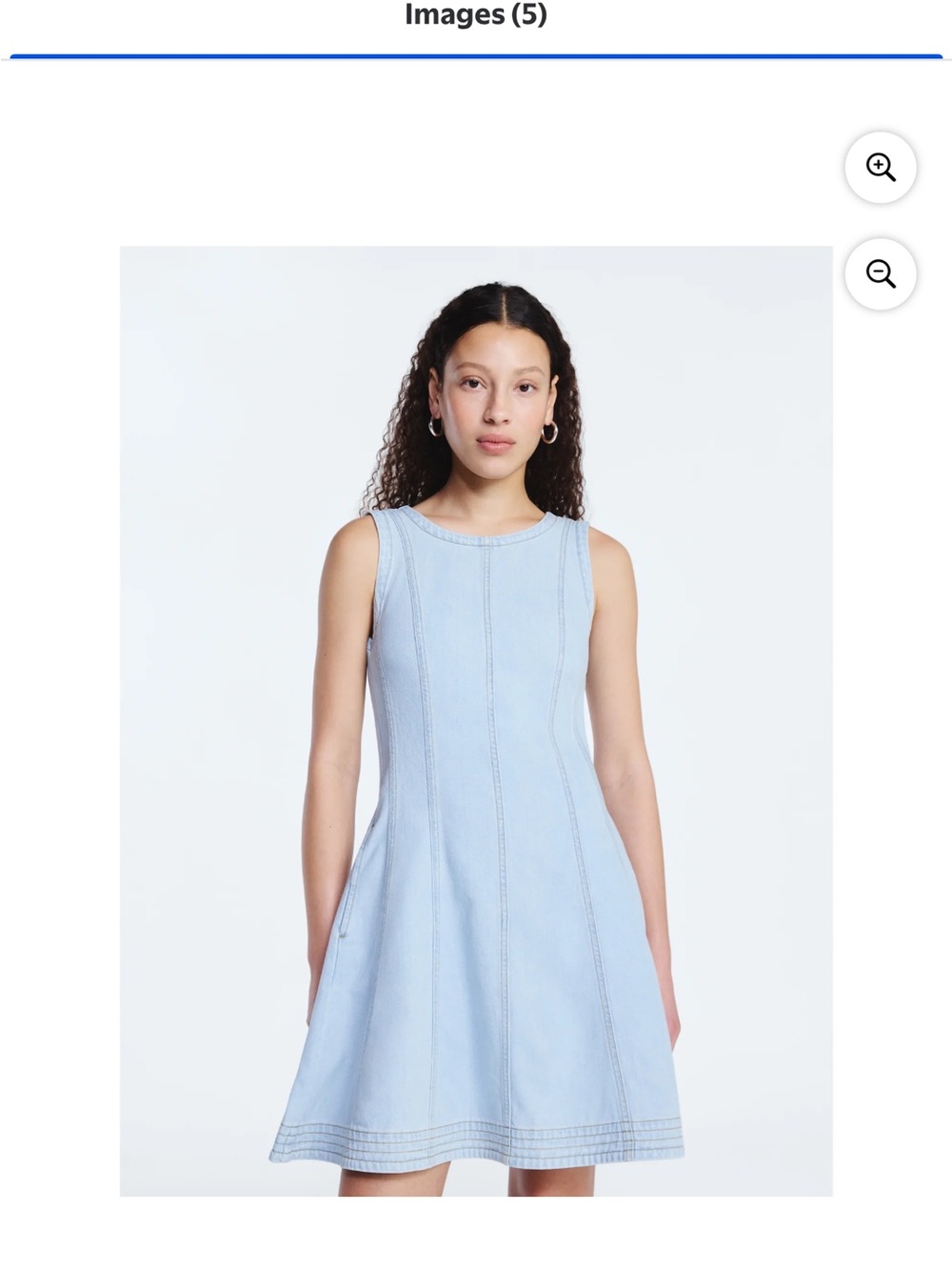 Light Wash Denim Sleeveless A-Line Dress